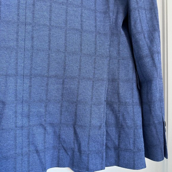 Bonobos Sport Coat Blazer Emmetex Fine Italian Fabric Athletic Fit Blue Plaid 40 - Picture 7 of 7